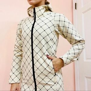 lululemon athletica Cream Grid-Print Hooded Jacket with Black Trim